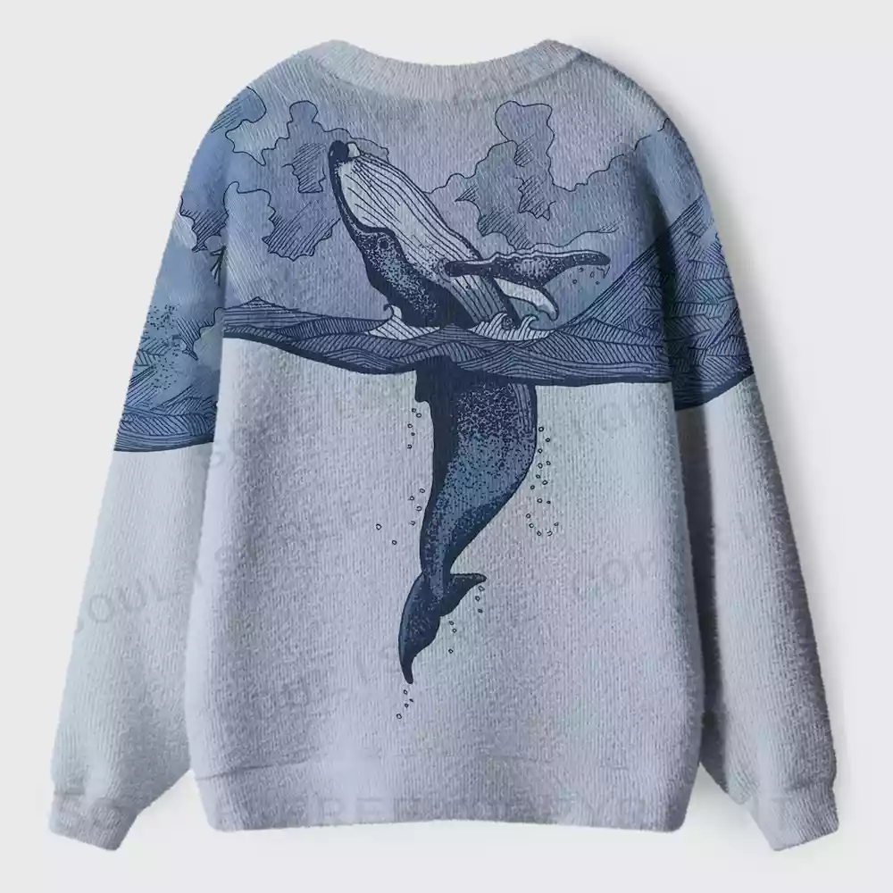 Sky Breaker Whale Ugly Cardigan Sweaters 