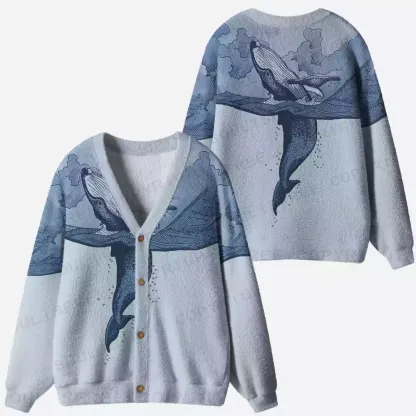 Sky Breaker Whale Ugly Cardigan Sweaters 