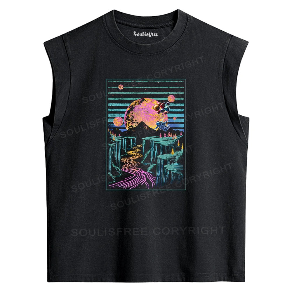 Moon And Balloon Washed Tank Tops