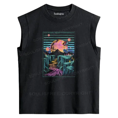 Moon And Balloon Washed Tank Tops