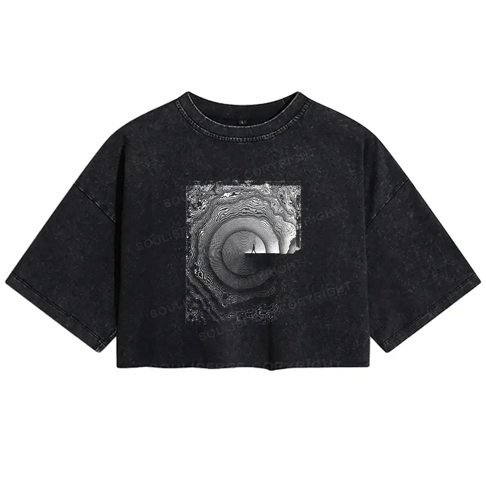 Designed Breaking Rejection Washed Crop T-shirt