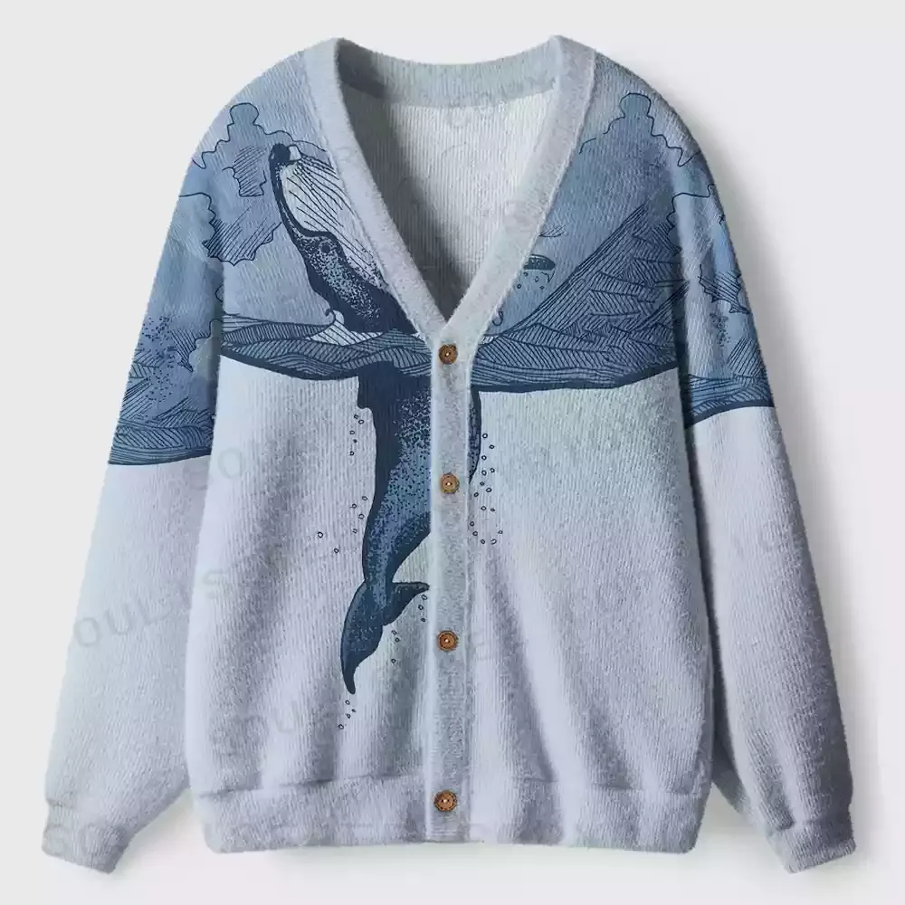 Sky Breaker Whale Ugly Cardigan Sweaters