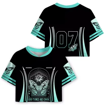 Soulisfree Good Things Are Coming Mystic Butterfly Cropped Mesh Jersey