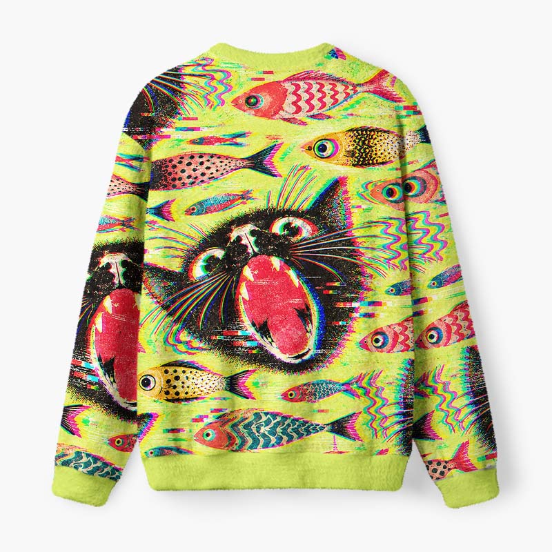 Soulisfree Chaos In The Fish Tank Fuzzy Crewneck Sweater