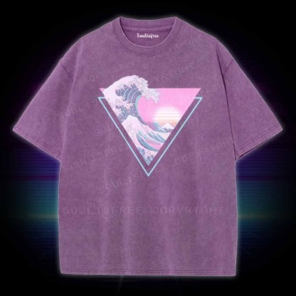 Soulisfree Great Wave Retro Triangle Washed Tee