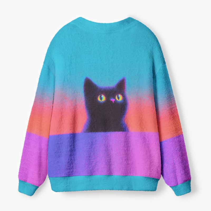 Soulisfree Through A Cat’s Eyes Fuzzy Cardigan Sweater