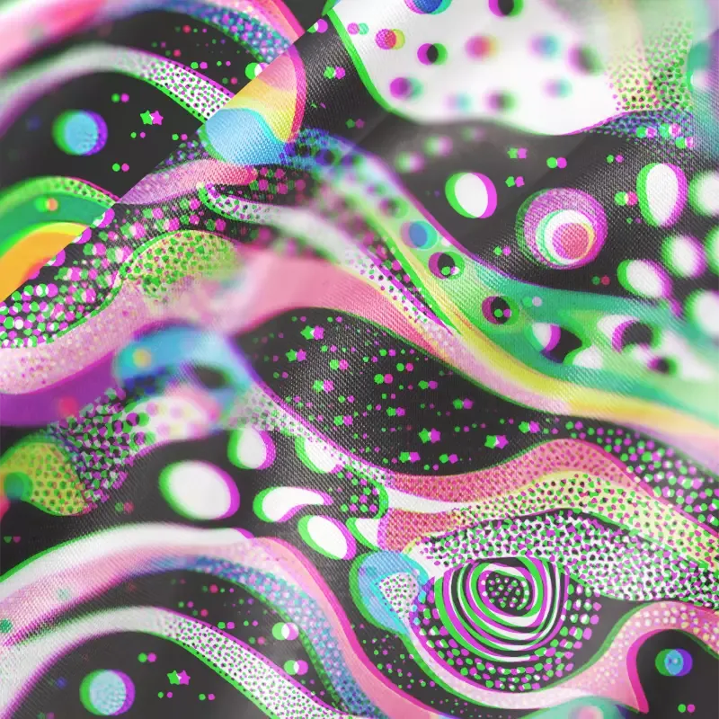 Soulisfree Trippy neon dotted cosmic swirls Cowl Neck Satin Mini Dress