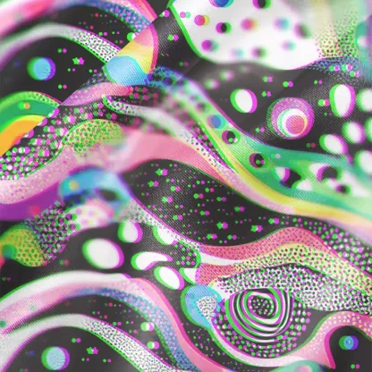 Soulisfree Trippy neon dotted cosmic swirls Cowl Neck Satin Mini Dress