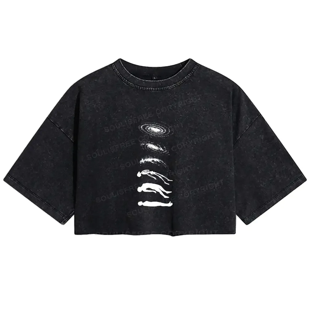 Designed Process Washed Crop T-shirt