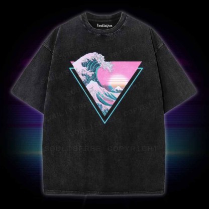 Soulisfree Great Wave Retro Triangle Washed Tee