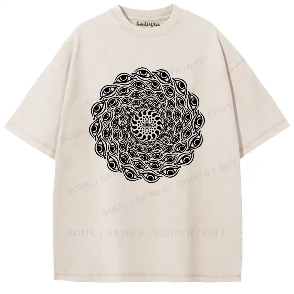 Eye Spiral Illusion Washed T-shirt