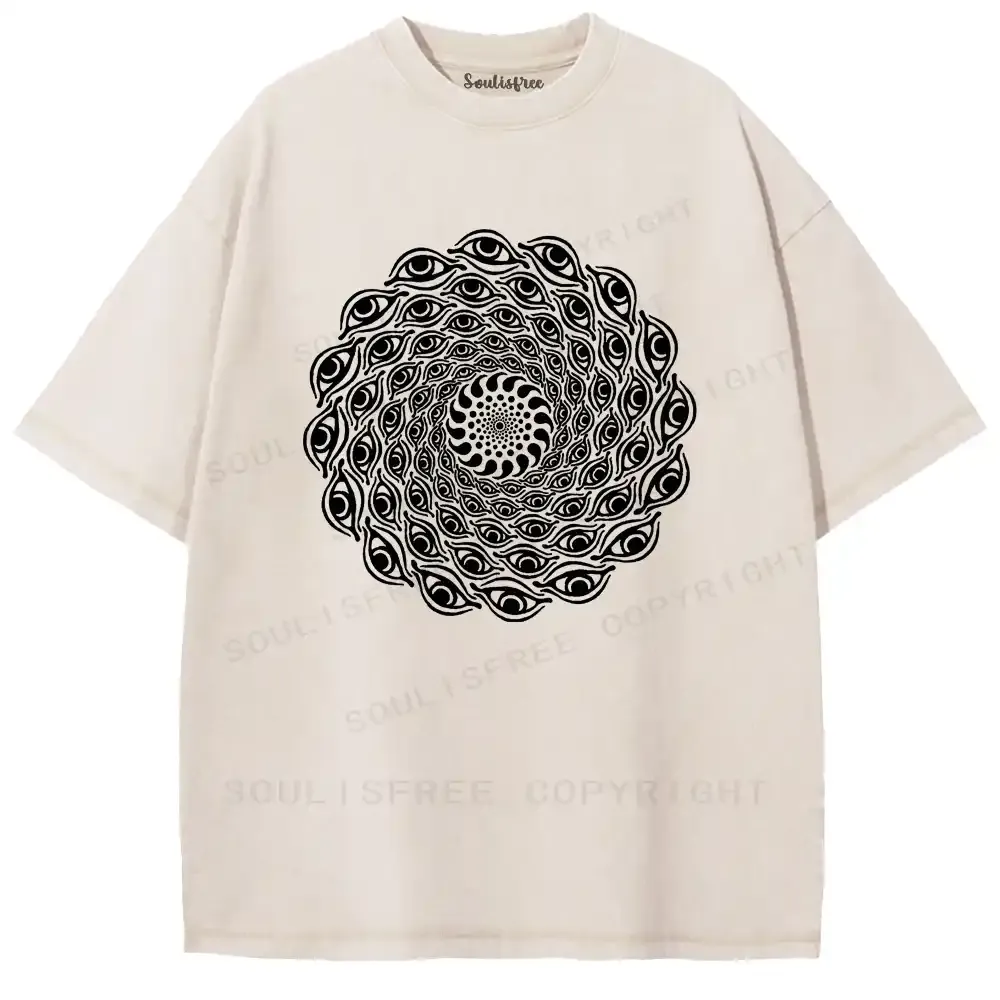 Eye Spiral Illusion Washed T-shirt
