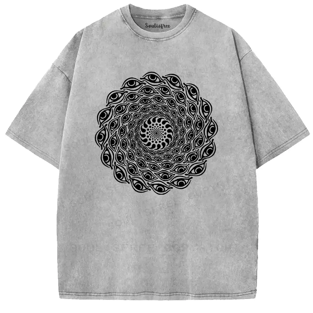 Eye Spiral Illusion Washed T-shirt