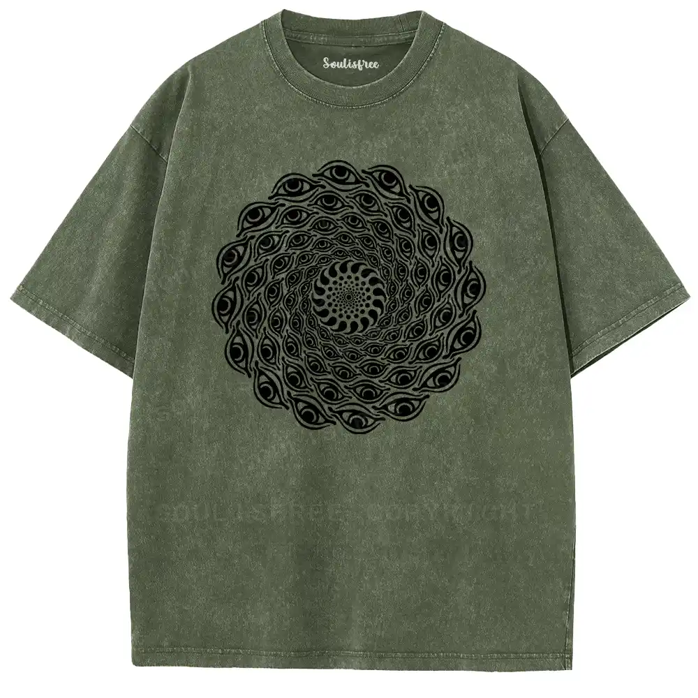 Eye Spiral Illusion Washed T-shirt