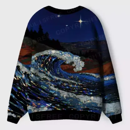Midnight Starlit Wave Ugly Cardigan Sweaters 