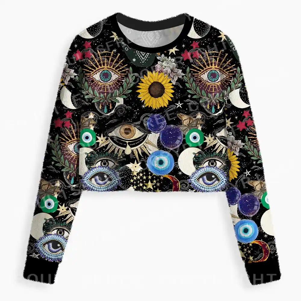 Mystic Ocular-Cosmic Insight Cropped Ugly Christmas Sweater