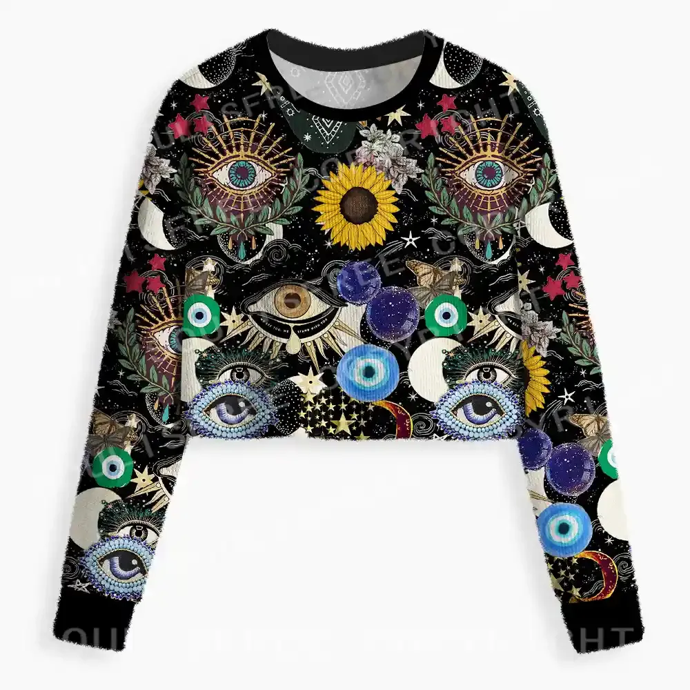 Mystic Ocular-Cosmic Insight Cropped Ugly Christmas Sweater