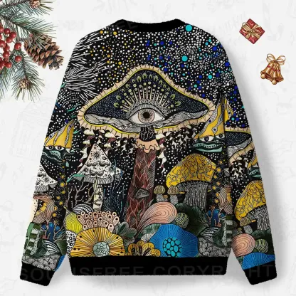 Esoteric Fungal Fantasy Realm Ugly Christmas Knit Sweatshirt