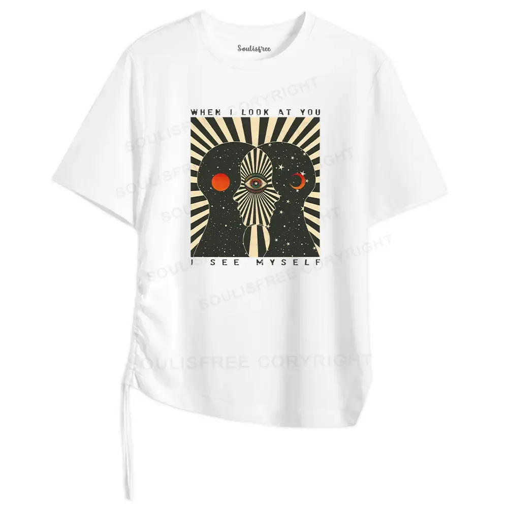 Designed Reflections of the Soul Asymmetrical Top With Side Drawstring