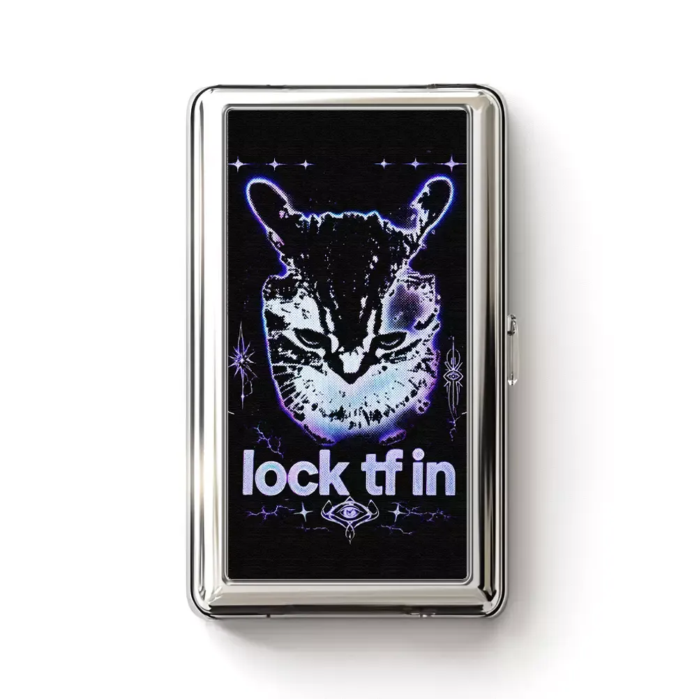 Designed Soulisfree Purple Tribal Cat Metal Pocket Case