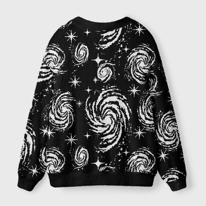 Soulisfree Galactic Swirl: A Cosmic Journey Fuzzy Cardigan Sweater 
