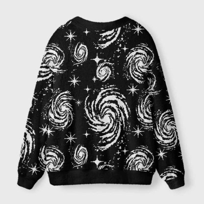 Soulisfree Galactic Swirl: A Cosmic Journey Fuzzy Cardigan Sweater 