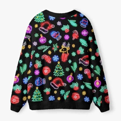 Soulisfree Neon Noel Christmas Fuzzy Cardigan Sweater