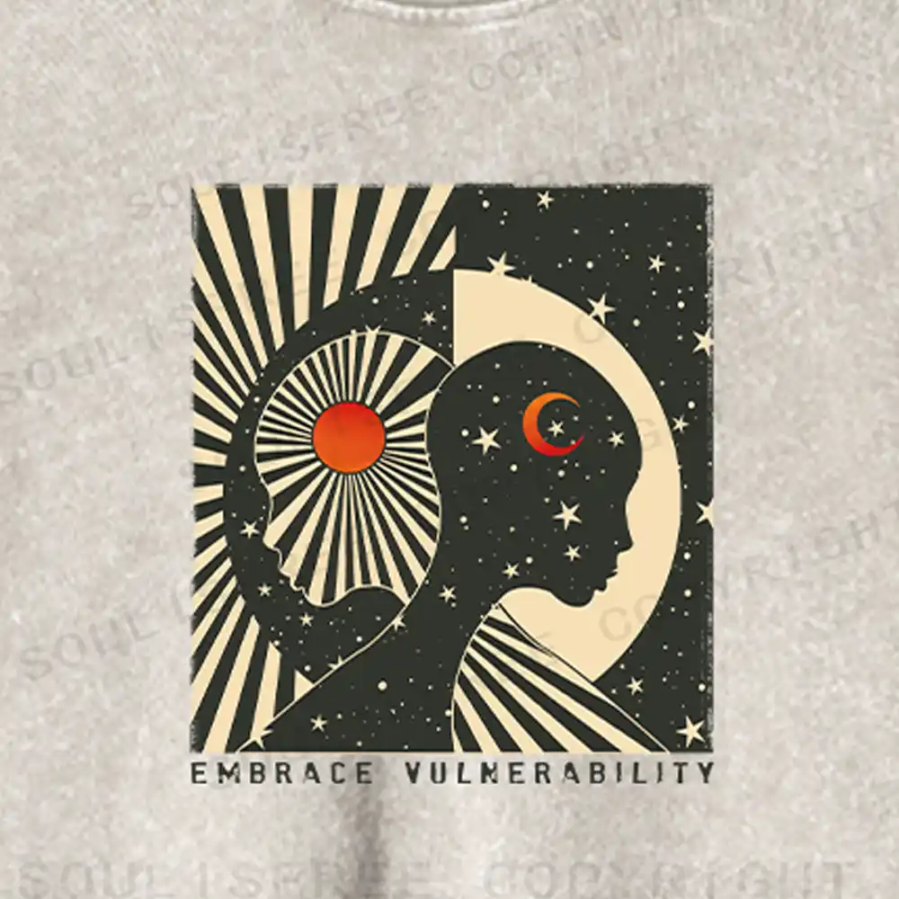Embrace Vulnerability Washed Space T-shirt Washed Cropped Sweatshirt