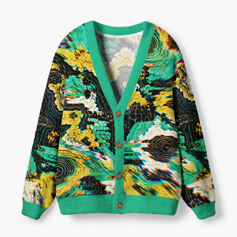 Soulisfree The Code Of A Digital Nature Fuzzy Cardigan Sweater