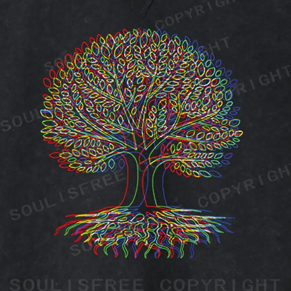 Psychedelic Tree Of Life Fit Washed Sweatshirt