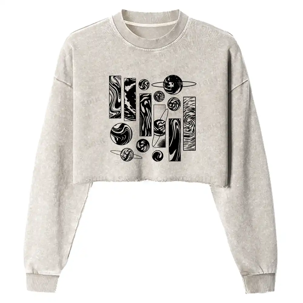 Galaxy Washed Cropped Sweatshirt