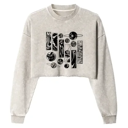 Galaxy Washed Cropped Sweatshirt
