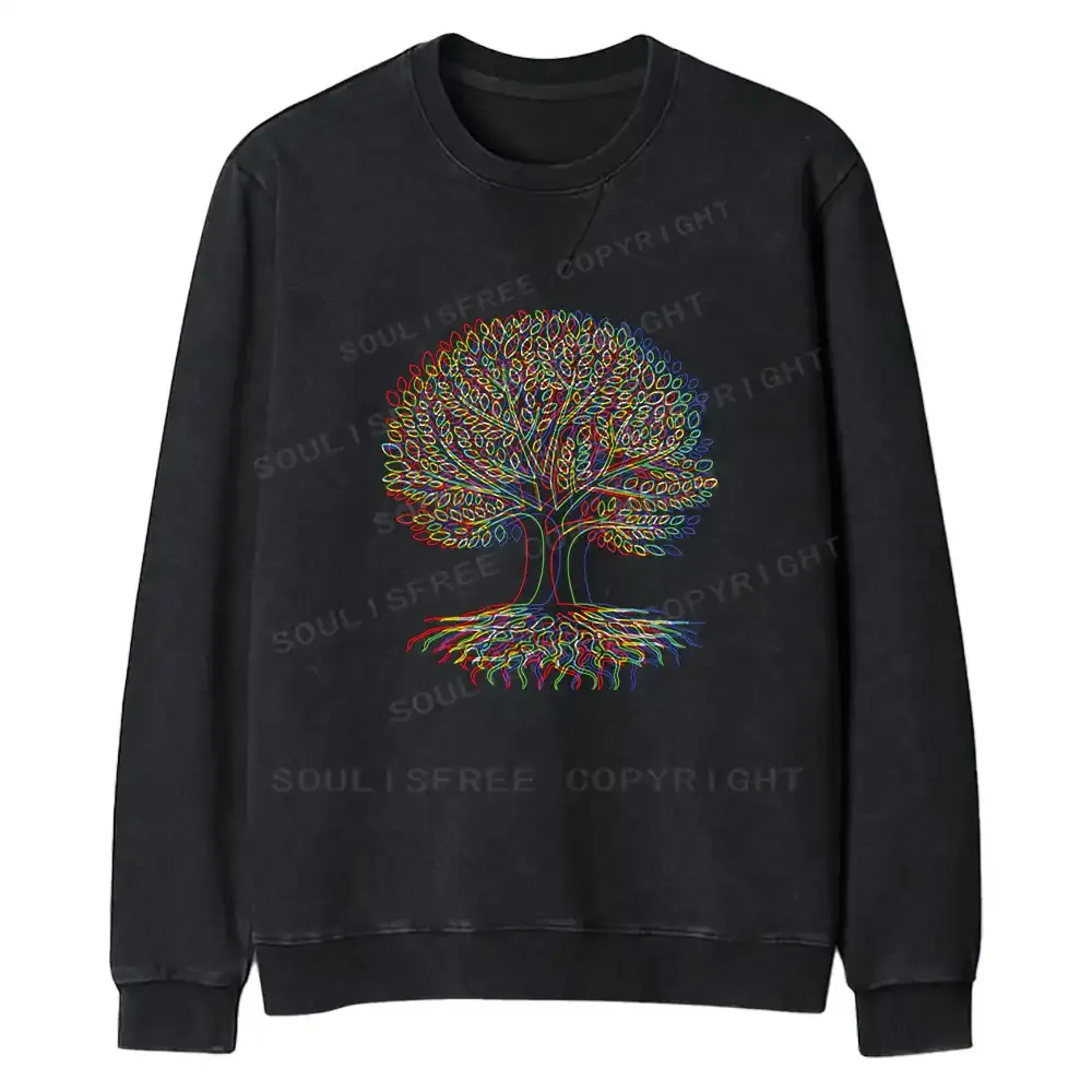 Psychedelic Tree Of Life Fit Washed Sweatshirt