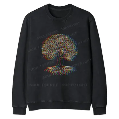Psychedelic Tree Of Life Fit Washed Sweatshirt