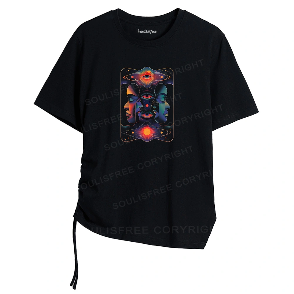 Self-exploration Asymmetrical Top With Side Drawstring