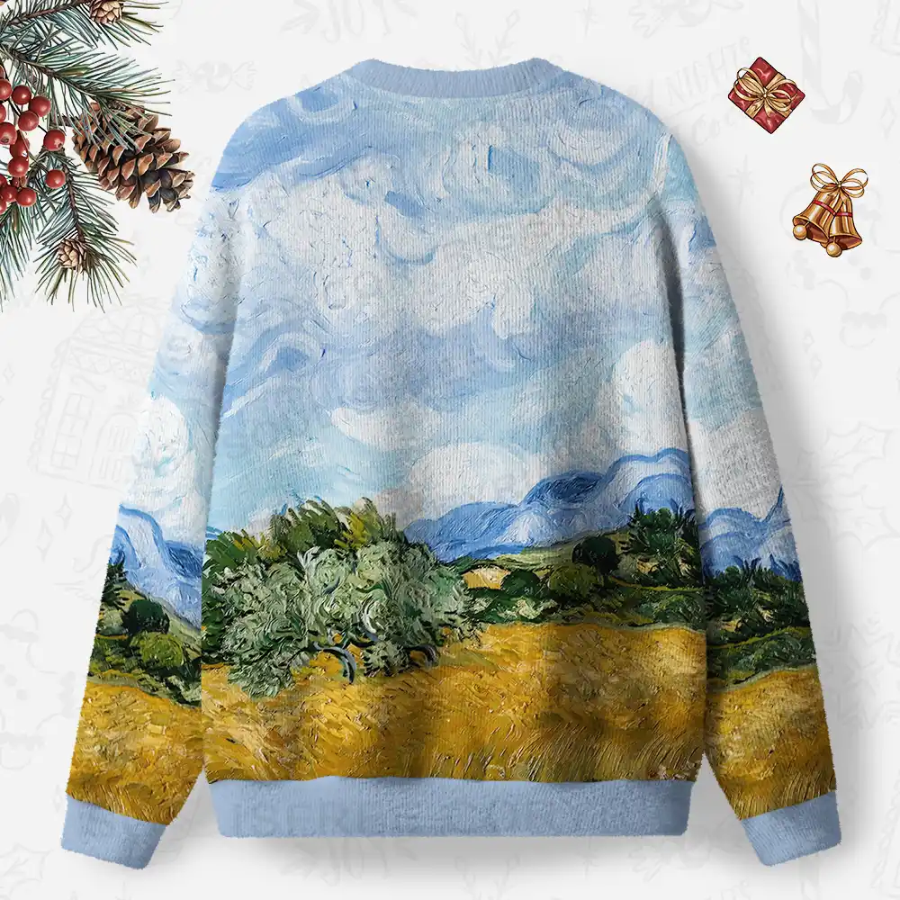 Artistic Brushstroke Fields Ugly Christmas Knit Sweatshirt