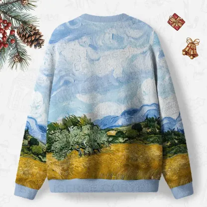 Artistic Brushstroke Fields Ugly Christmas Knit Sweatshirt