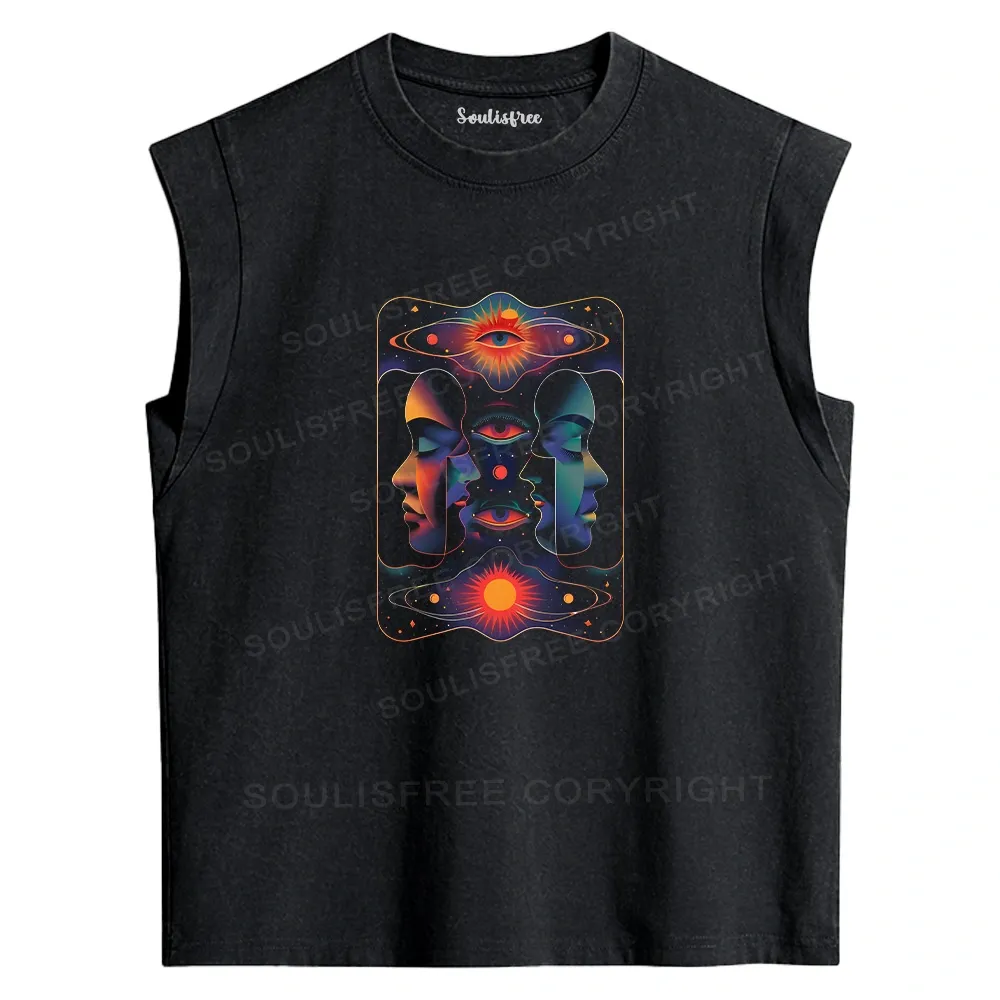 Designed Self-exploration Washed Tank Tops