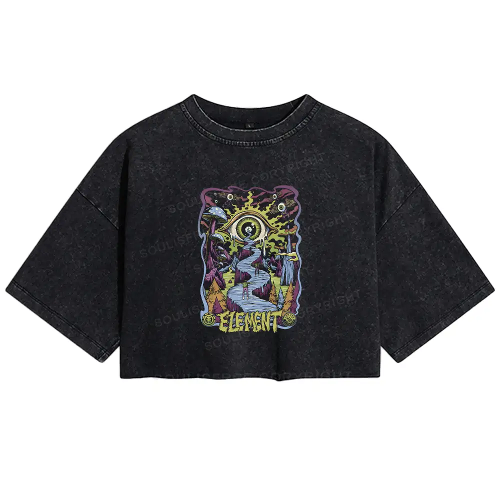 Psychedelic Elements Washed Crop T-shirt