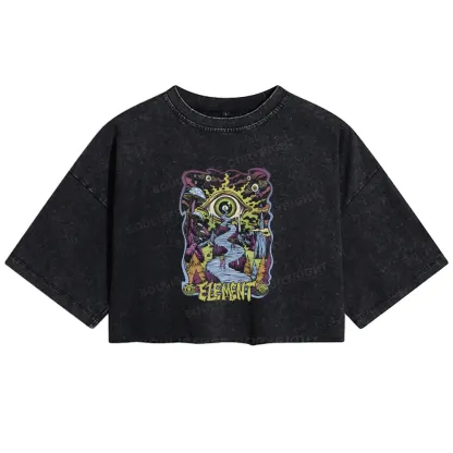 Psychedelic Elements Washed Crop T-shirt