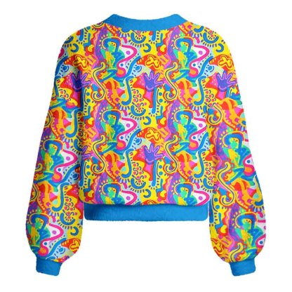 Soulisfree  Psychedelic Vibes Women's Fuzzy Cardigan Sweater