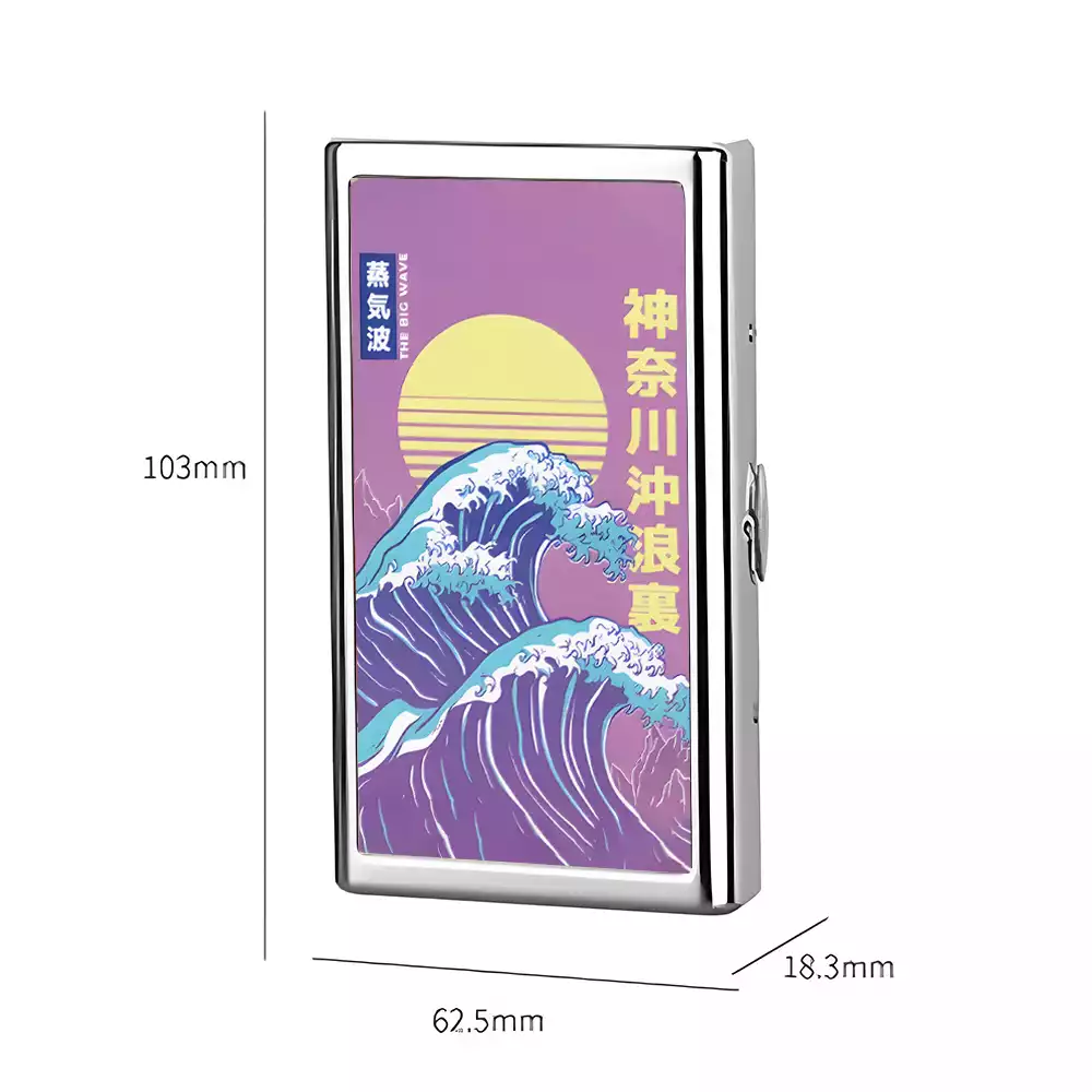 Soulisfree Retro Vaporwave Great Wave Metal Pocket Case