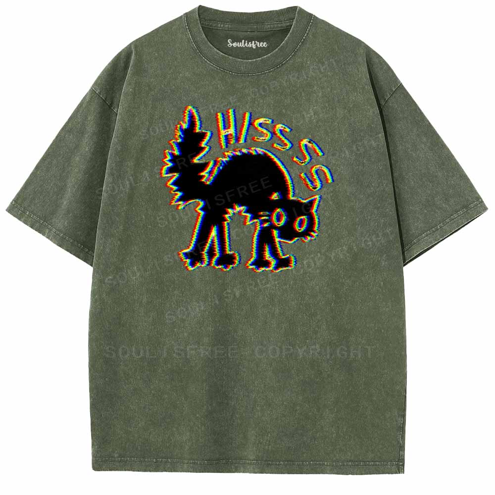 Soulisfree  ANAGLYPH HISSING CAT Washed Tee