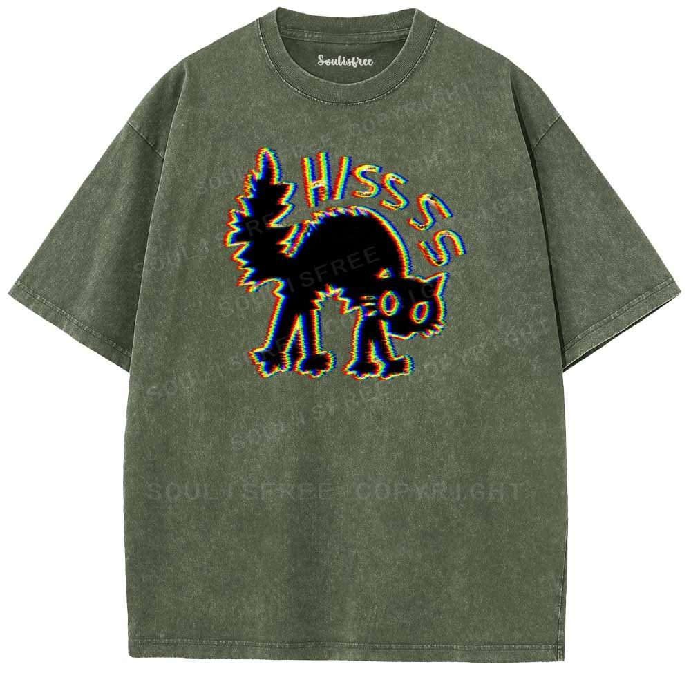 Soulisfree  ANAGLYPH HISSING CAT Washed Tee