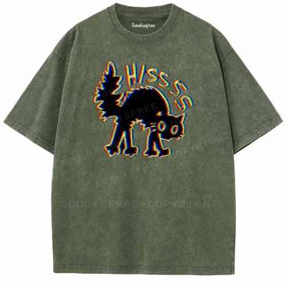 Soulisfree  ANAGLYPH HISSING CAT Washed Tee
