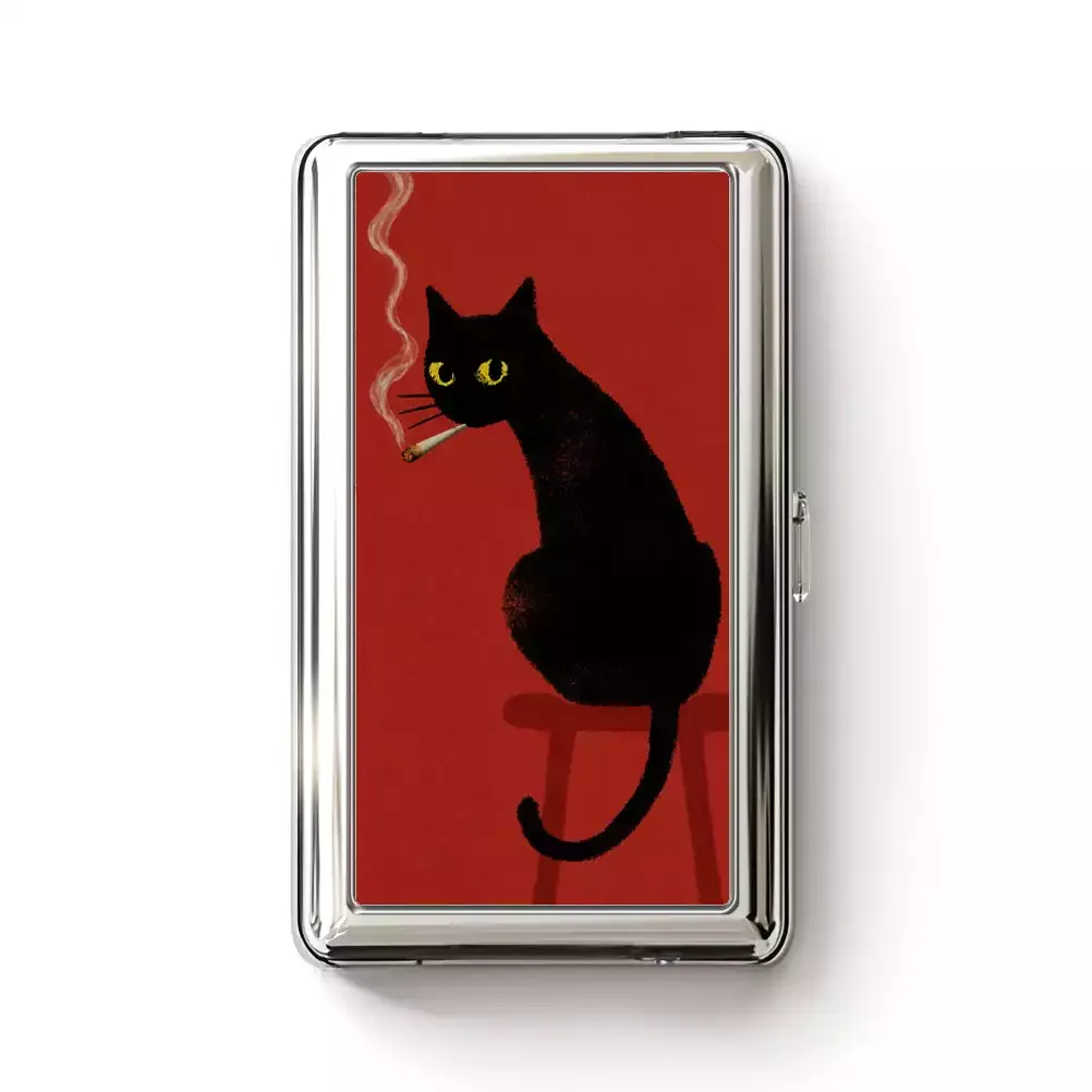 Soulisfree Unbothered Black Cat Metal Pocket Case