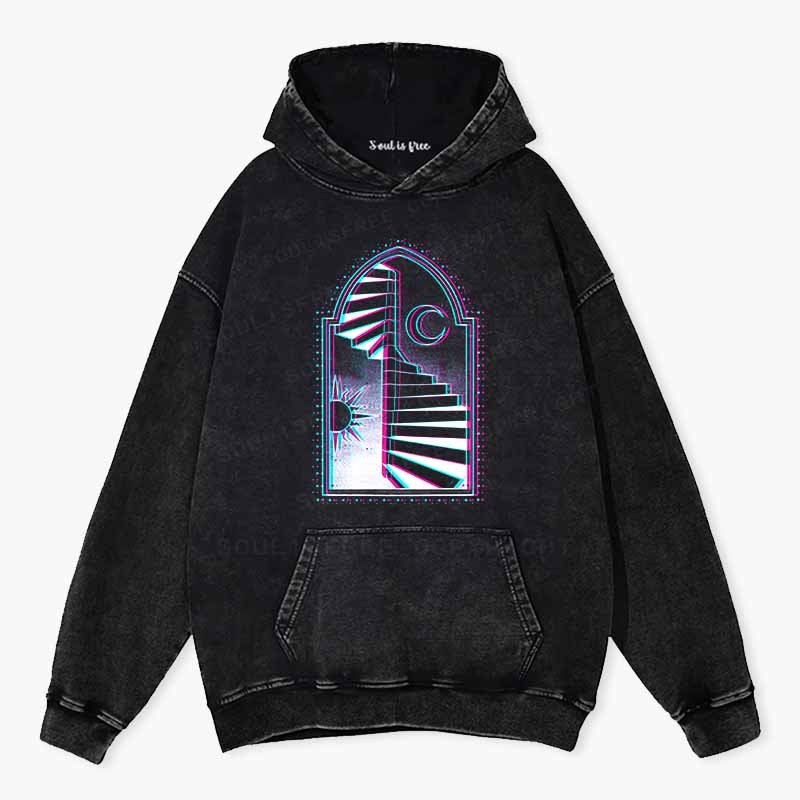 Soulisfree Sun Moon Steps Of Free Soul Washed Hoodie