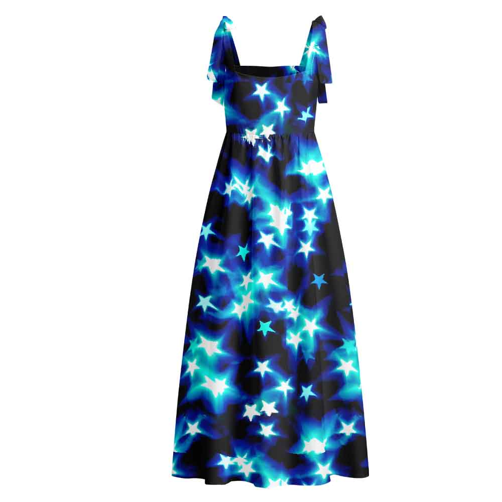 Soulisfree Neon Night Sky Maxi Dress – Bow Strap