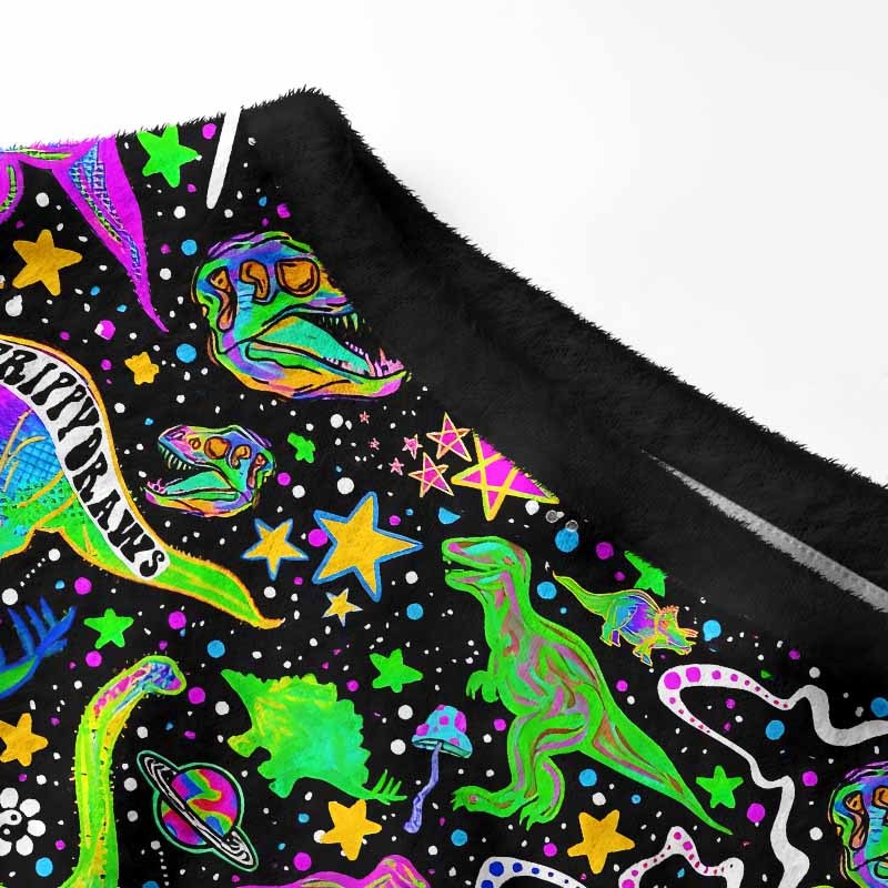 Soulisfree Cosmic Dino Trip Women's Fuzzy Crewneck Sweater