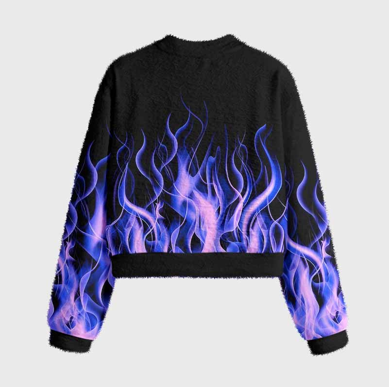 Soulisfree Violet Blaze  – Luminous Fire Women's Fuzzy Crewneck Sweater